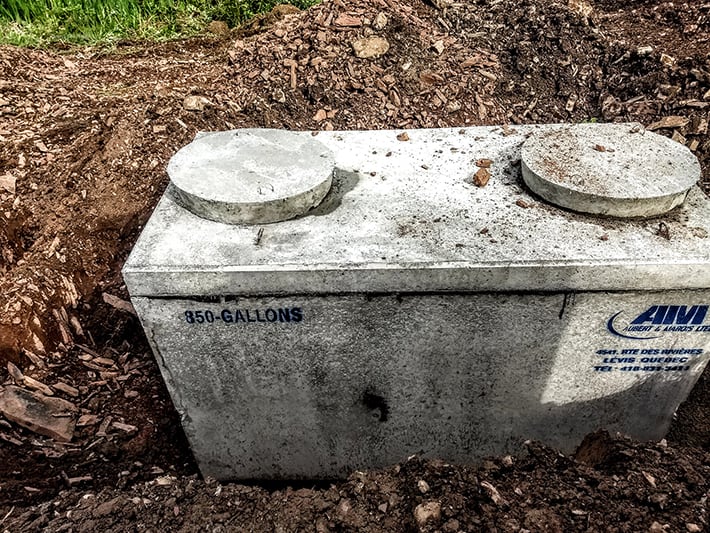 Example of a small concrete septic tank for residential use